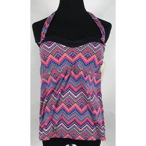 Cole of California Women's Bathing Suit‎ Top Geometric Abstract Colorful Size L